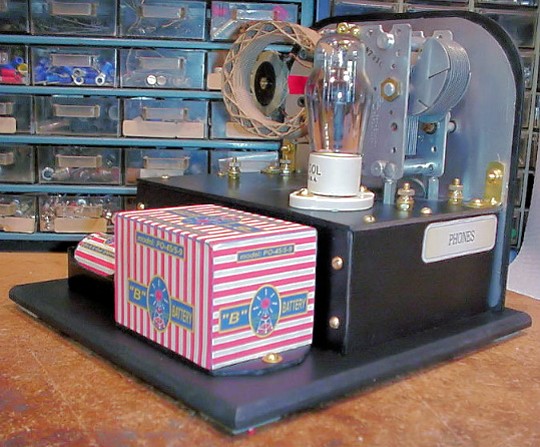 One Tube Regenerative Radio, Left Corner, Rear View.