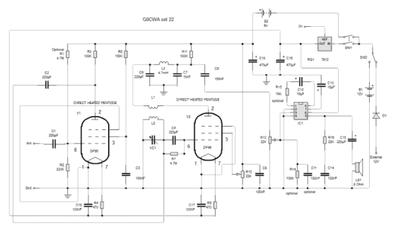 Nick's 2 Valve Regenerative Receiver, Schematic Diagramw